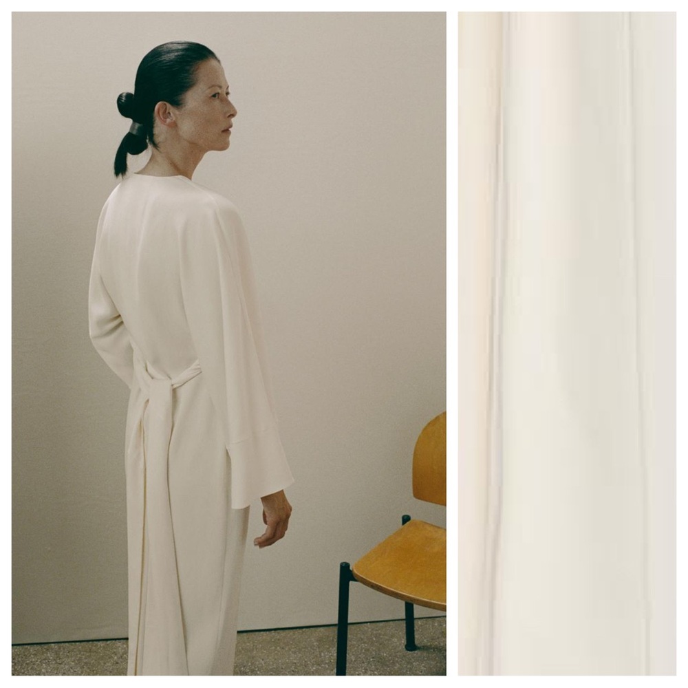 Zara Cream Midi Dress with Long Sash - Picture 6 of 9